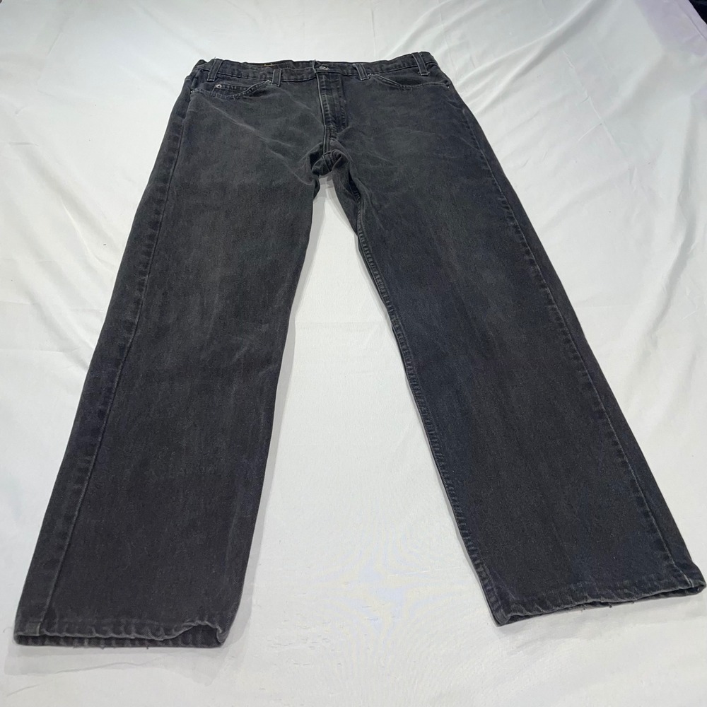 Vintage Levis 505 Regular Fit Straight Leg Jeans Faded Black Orange Tab 36x30